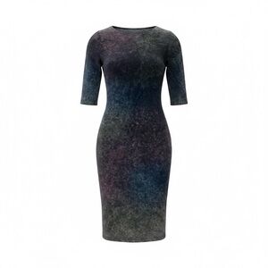 ASOS Marled Midi Dress Gray Purple Ombre Size US 8 Stretch